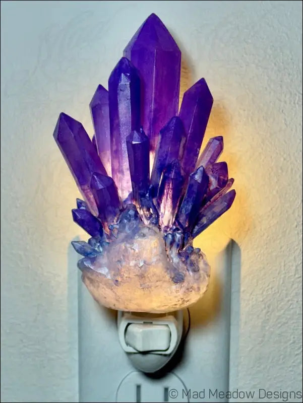 Amethyst Crystal 3D Printed Resin Wall Night Light - Light