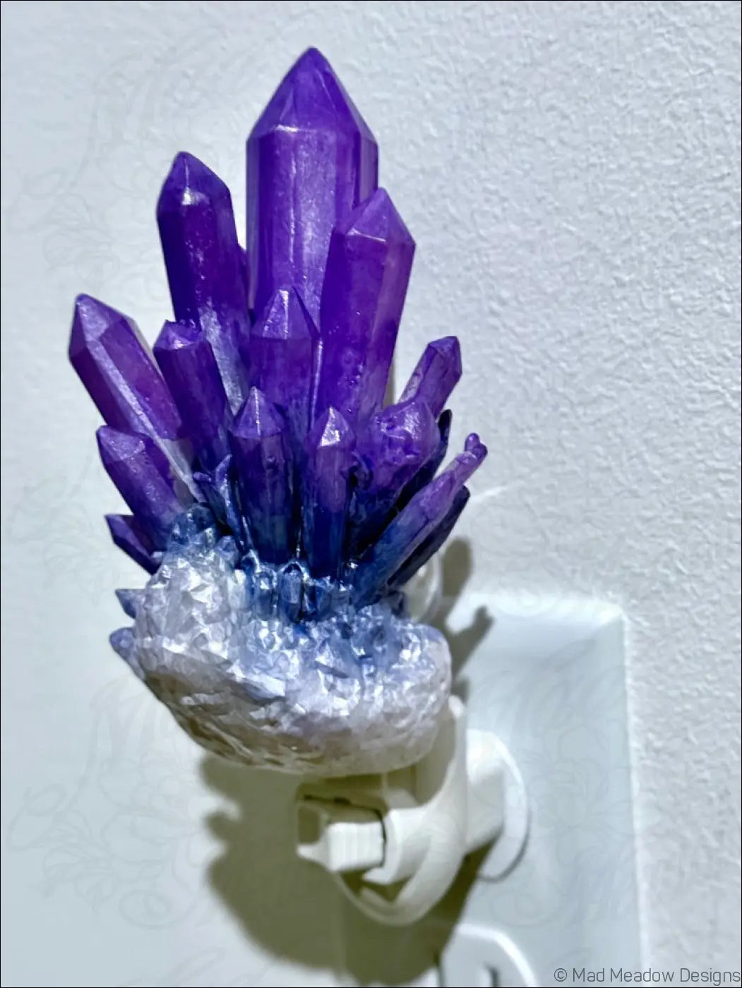 Amethyst Crystal 3D Printed Resin Wall Night Light - Light