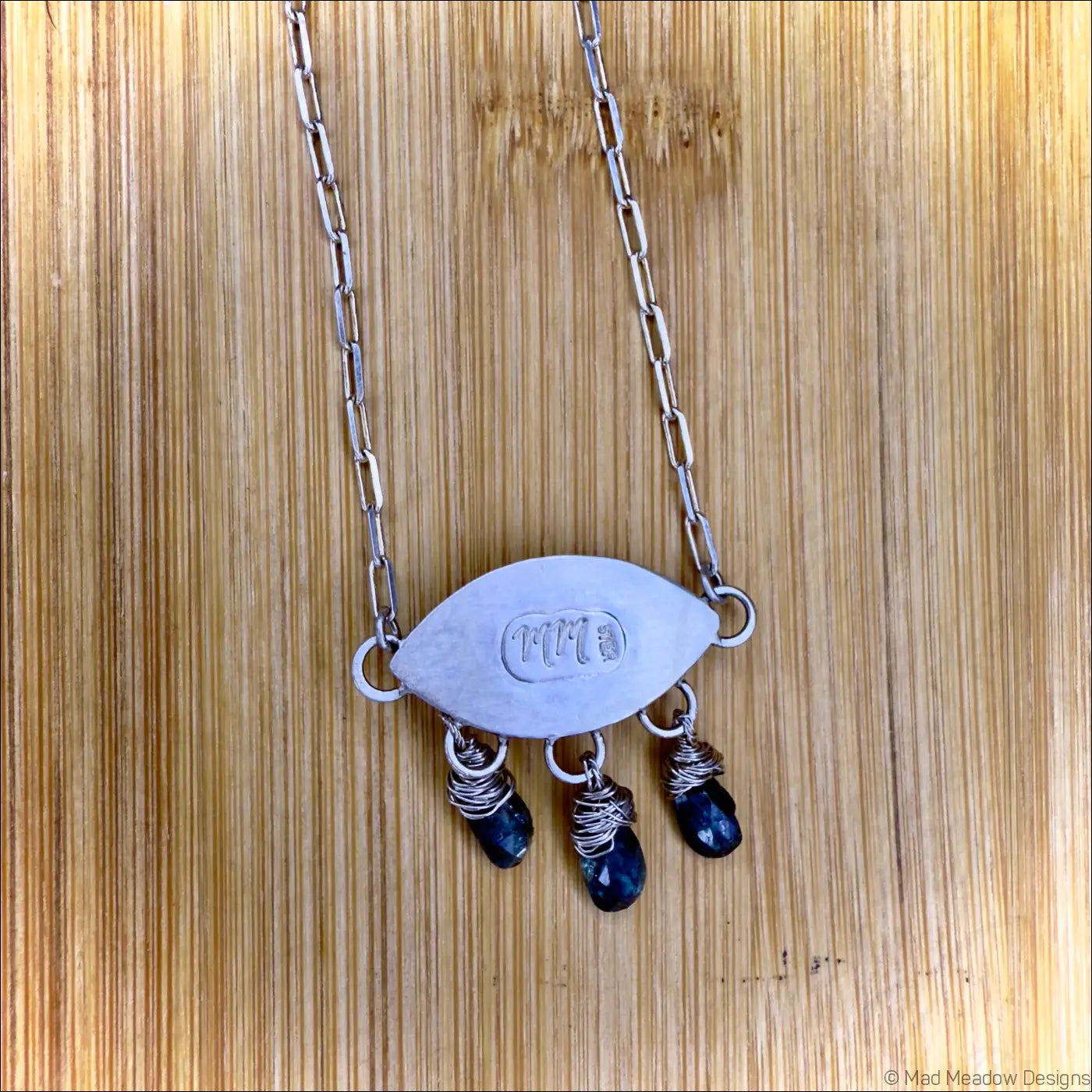 Evil Eye with Blue Kyanite tears in Sterling Silver with Brass and Colored Resin Accents - Jewelry