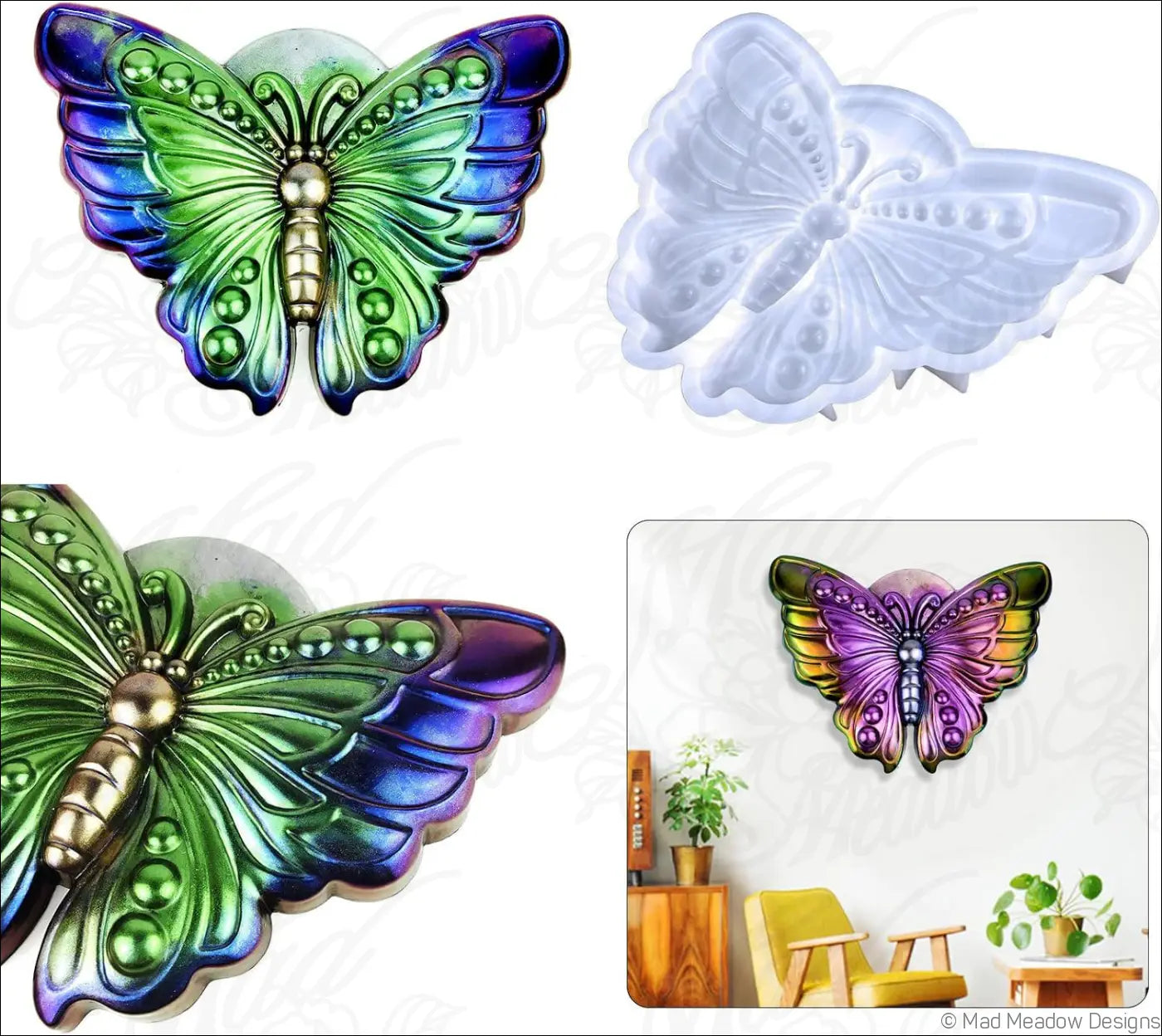 Butterfly Dragonfly Bee Insect Resin Molds Bundle Flexible Silicone Molds 5Pcs
