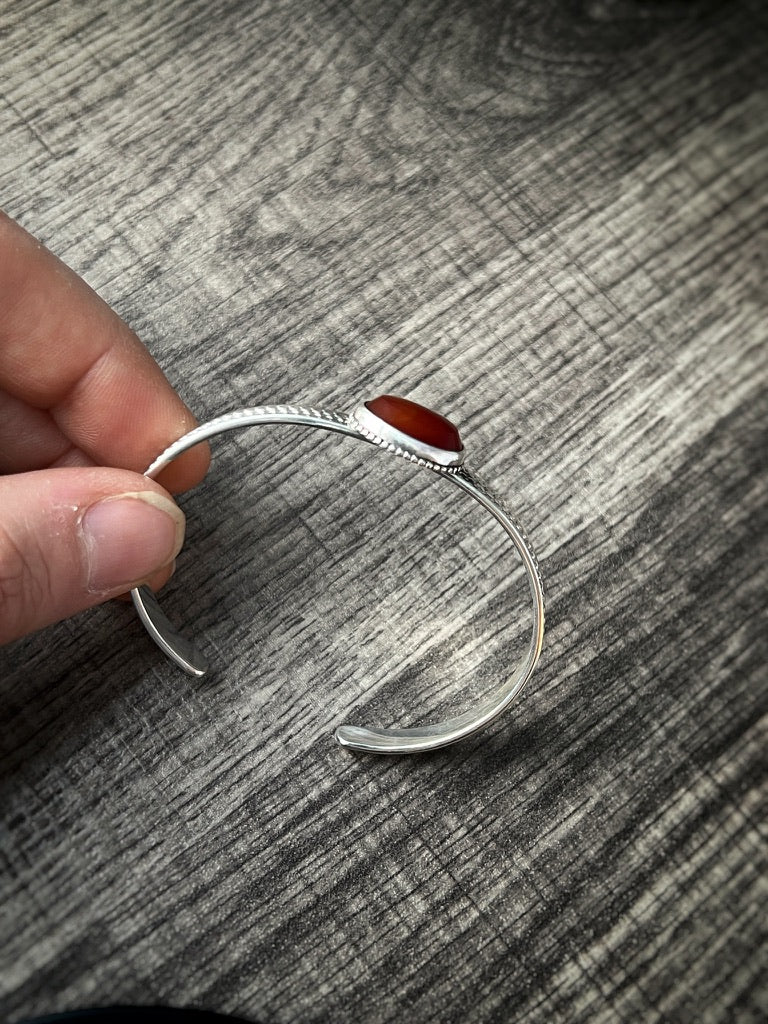 Carnelian Sterling Silver Cuff Bracelet - Jewelry