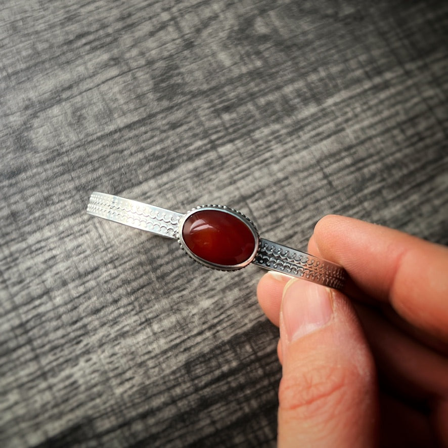 Carnelian Sterling Silver Cuff Bracelet - Jewelry