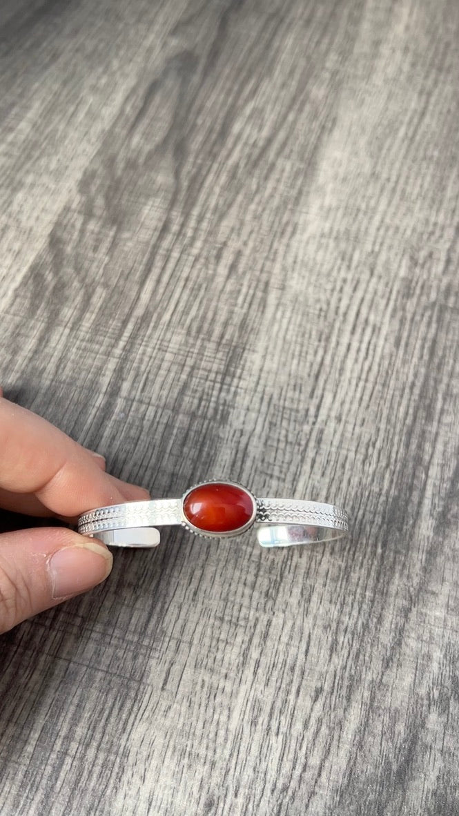 Carnelian Sterling Silver Cuff Bracelet - Jewelry