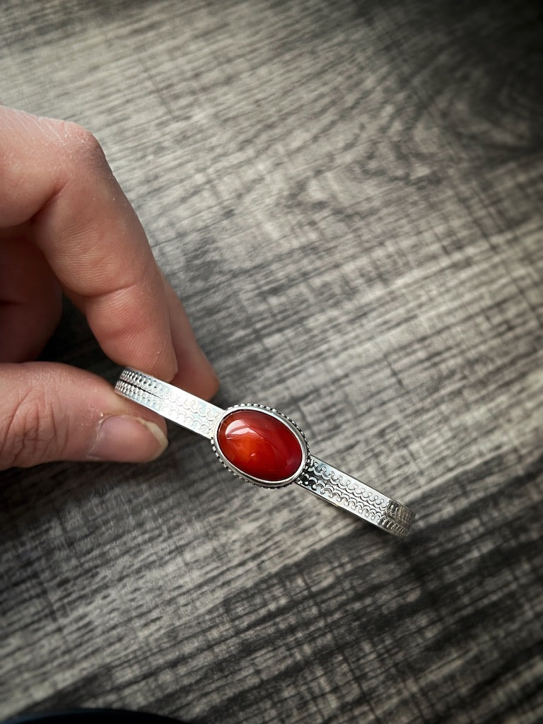 Carnelian Sterling Silver Cuff Bracelet - Jewelry