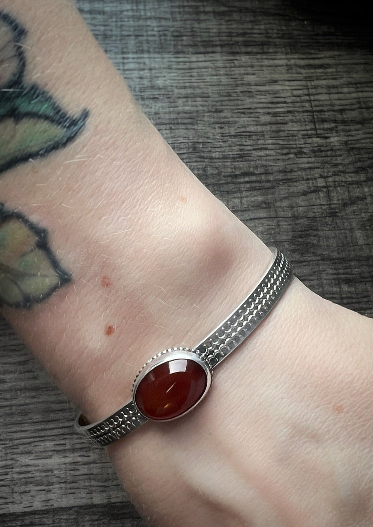 Carnelian Sterling Silver Cuff Bracelet - Jewelry