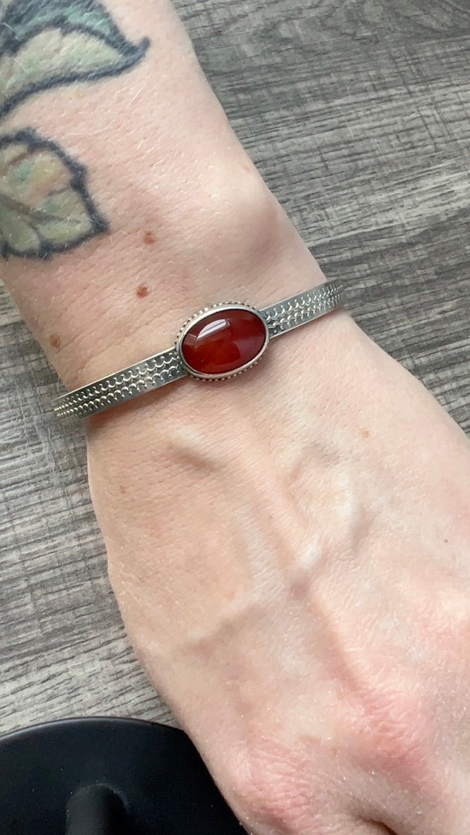 Carnelian Sterling Silver Cuff Bracelet - Jewelry