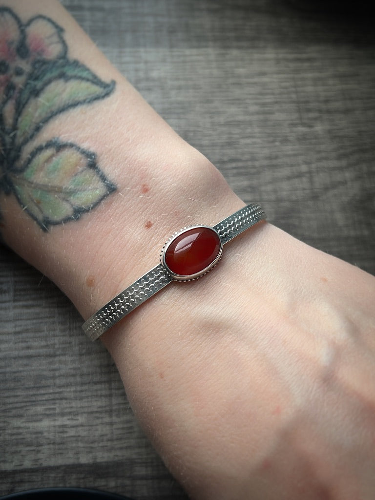 Carnelian Sterling Silver Cuff Bracelet - Jewelry