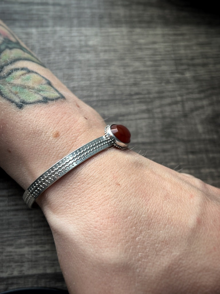 Carnelian Sterling Silver Cuff Bracelet - Jewelry