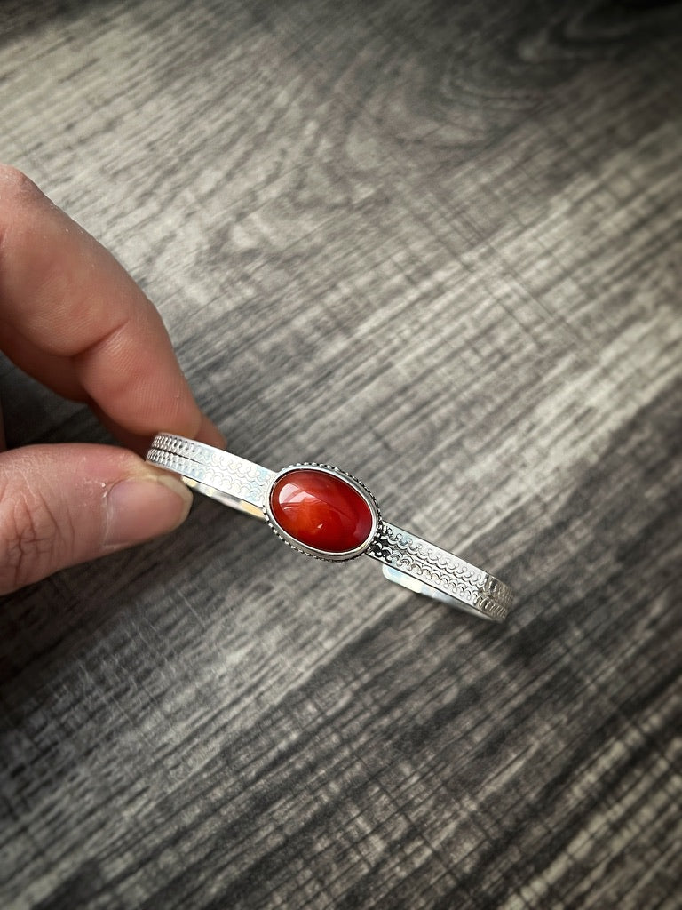 Carnelian Sterling Silver Cuff Bracelet - Jewelry