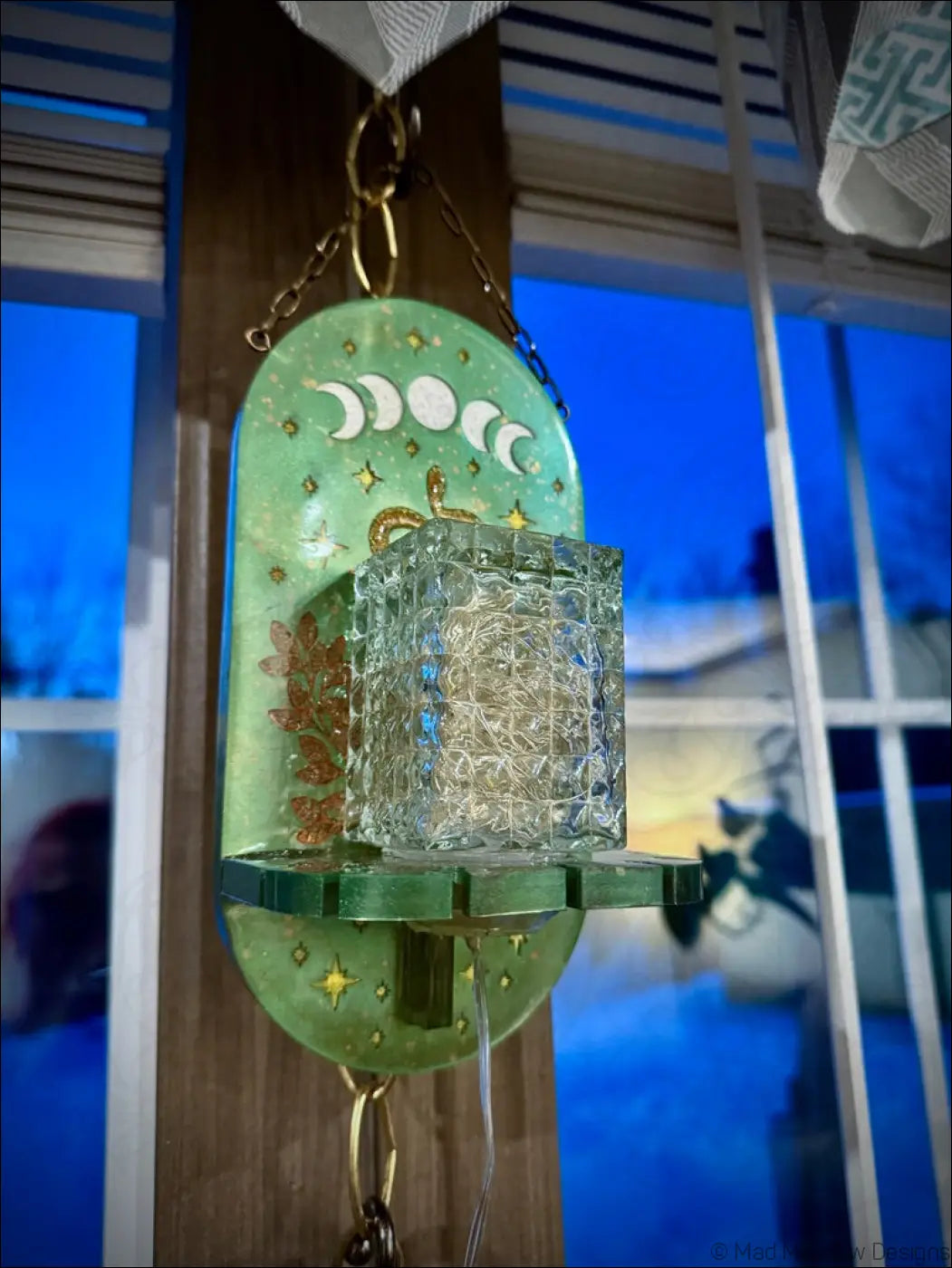 Mystical Green & Golden Snake Hanging Wall Light Necklace Holder - Light