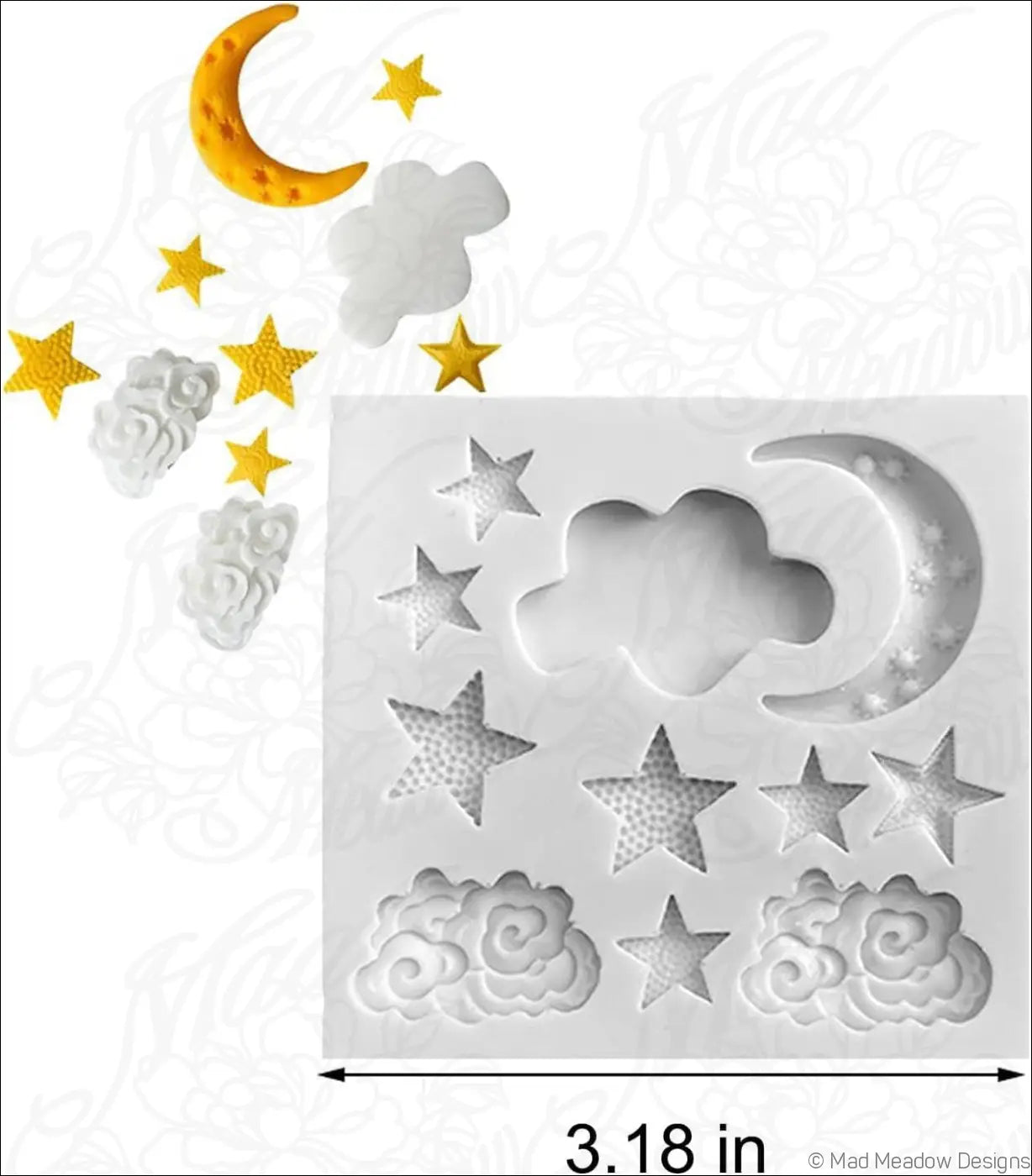 Celestial Moon Stars and Clouds Silicone Molds 6 Pieces