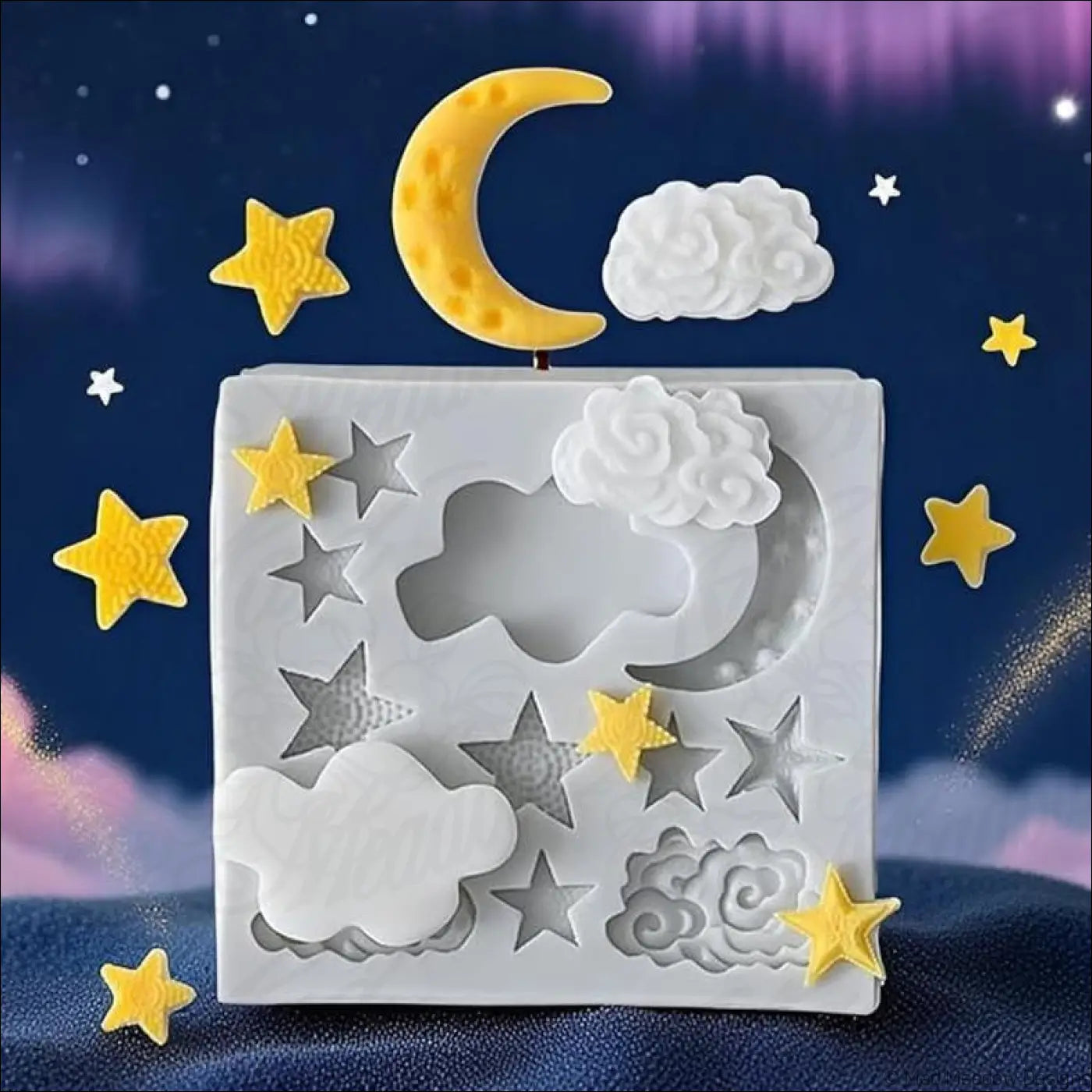 Celestial Moon Stars and Clouds Silicone Molds 6 Pieces