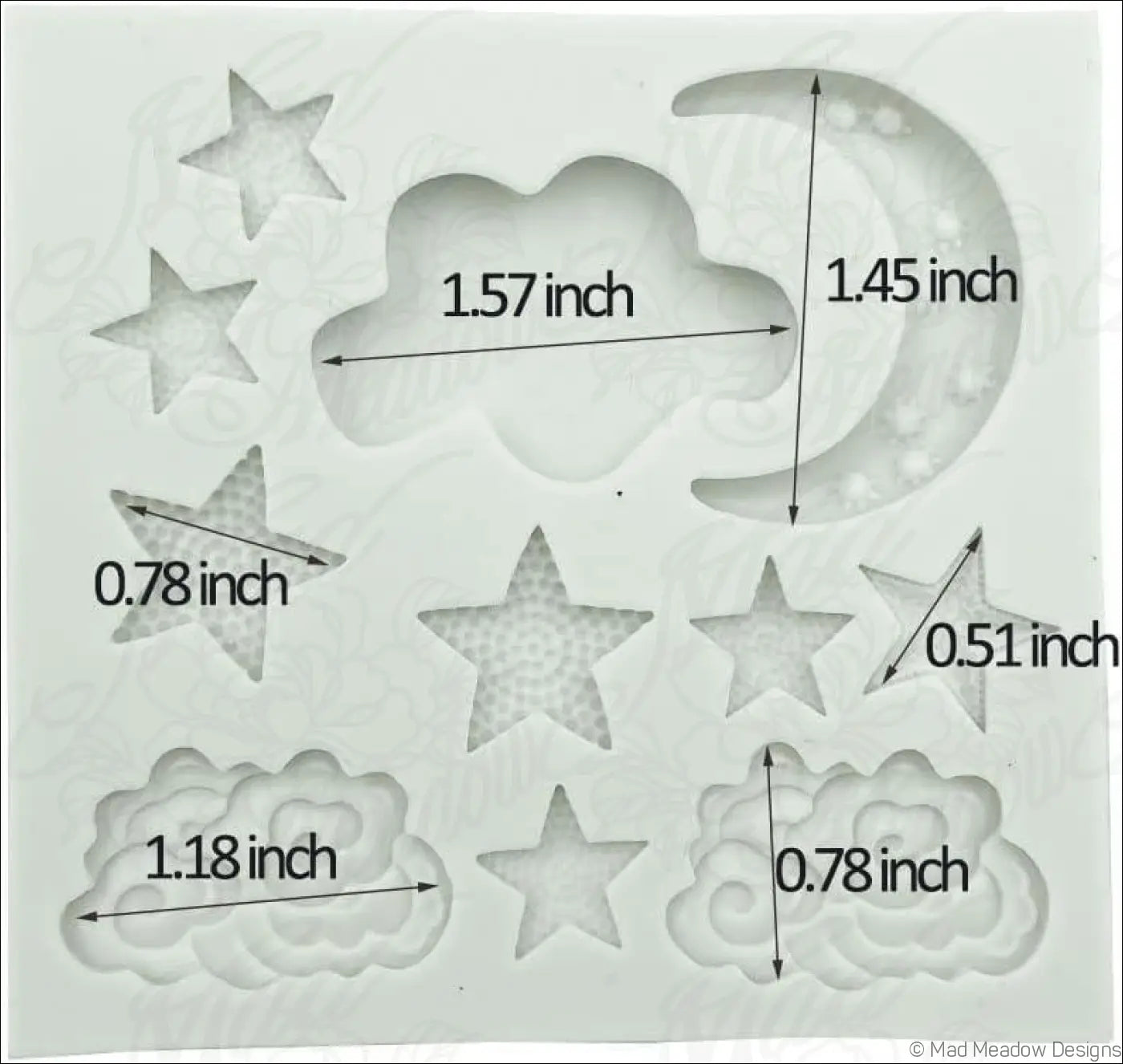 Celestial Moon Stars and Clouds Silicone Molds 6 Pieces