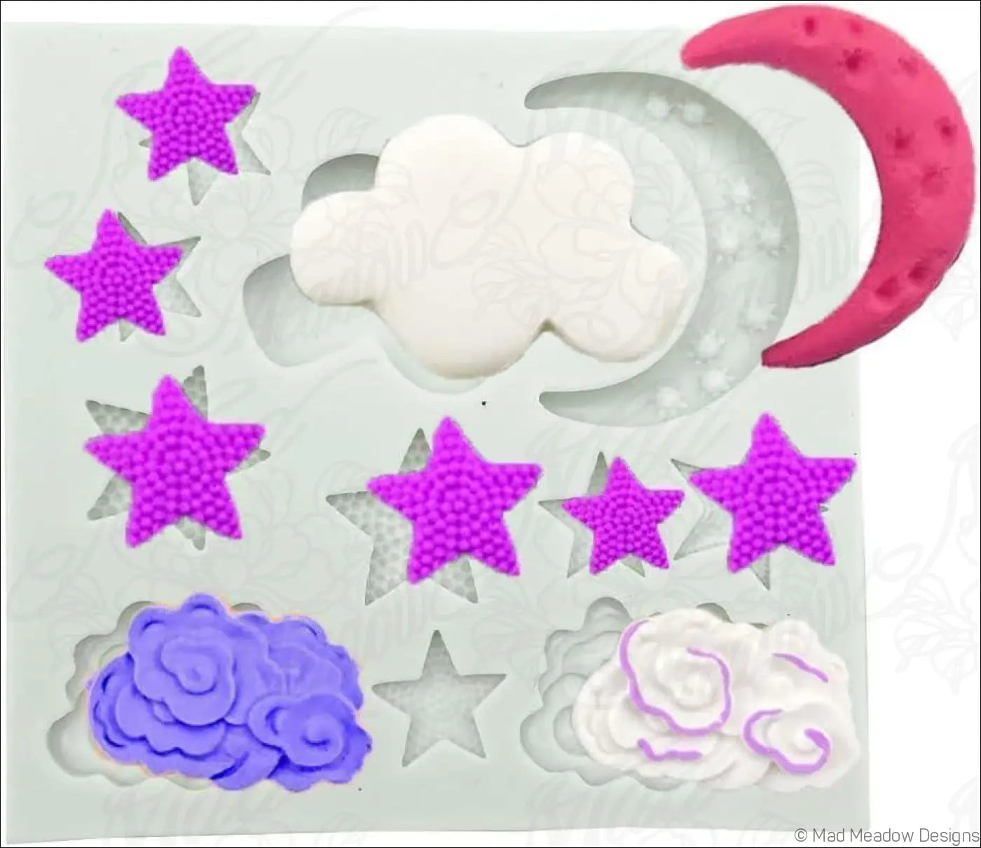 Celestial Moon Stars and Clouds Silicone Molds 6 Pieces