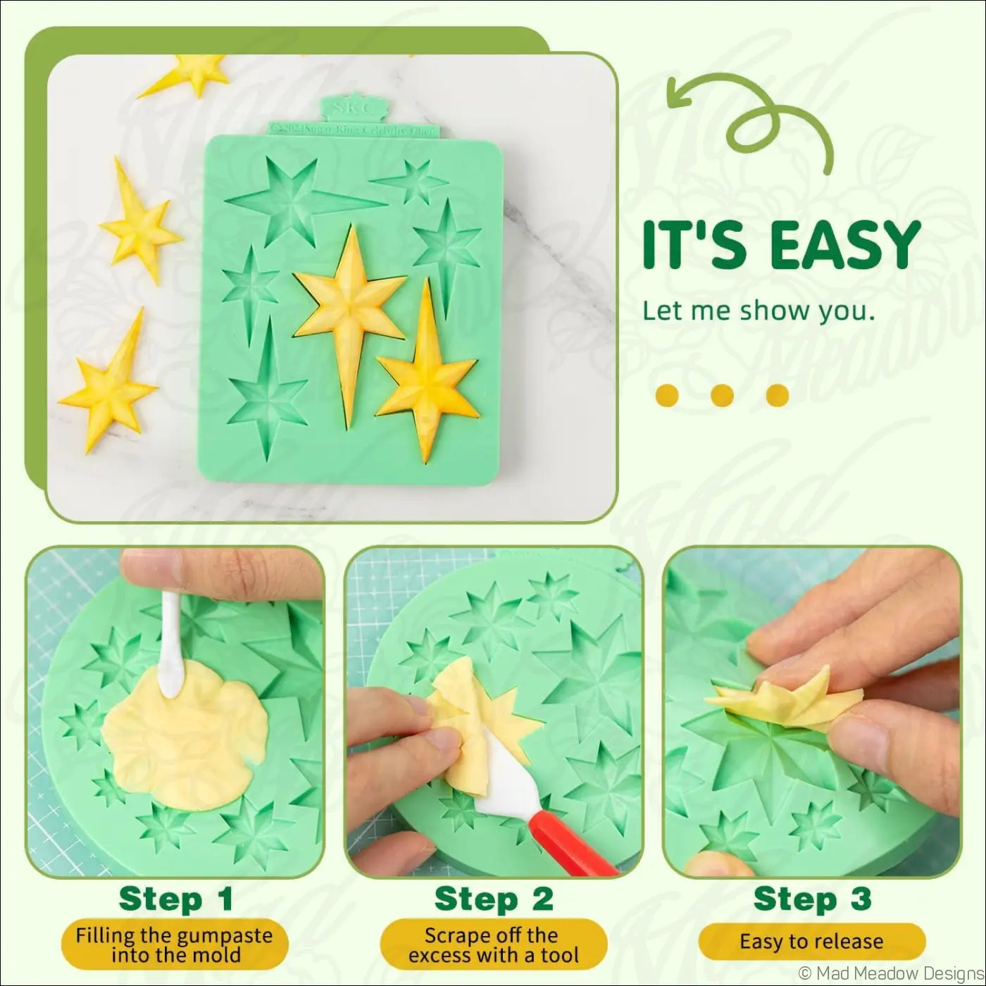 Celestial Moon Stars Silicone Molds 4 Pieces Fondant Candy Chocolate Resin