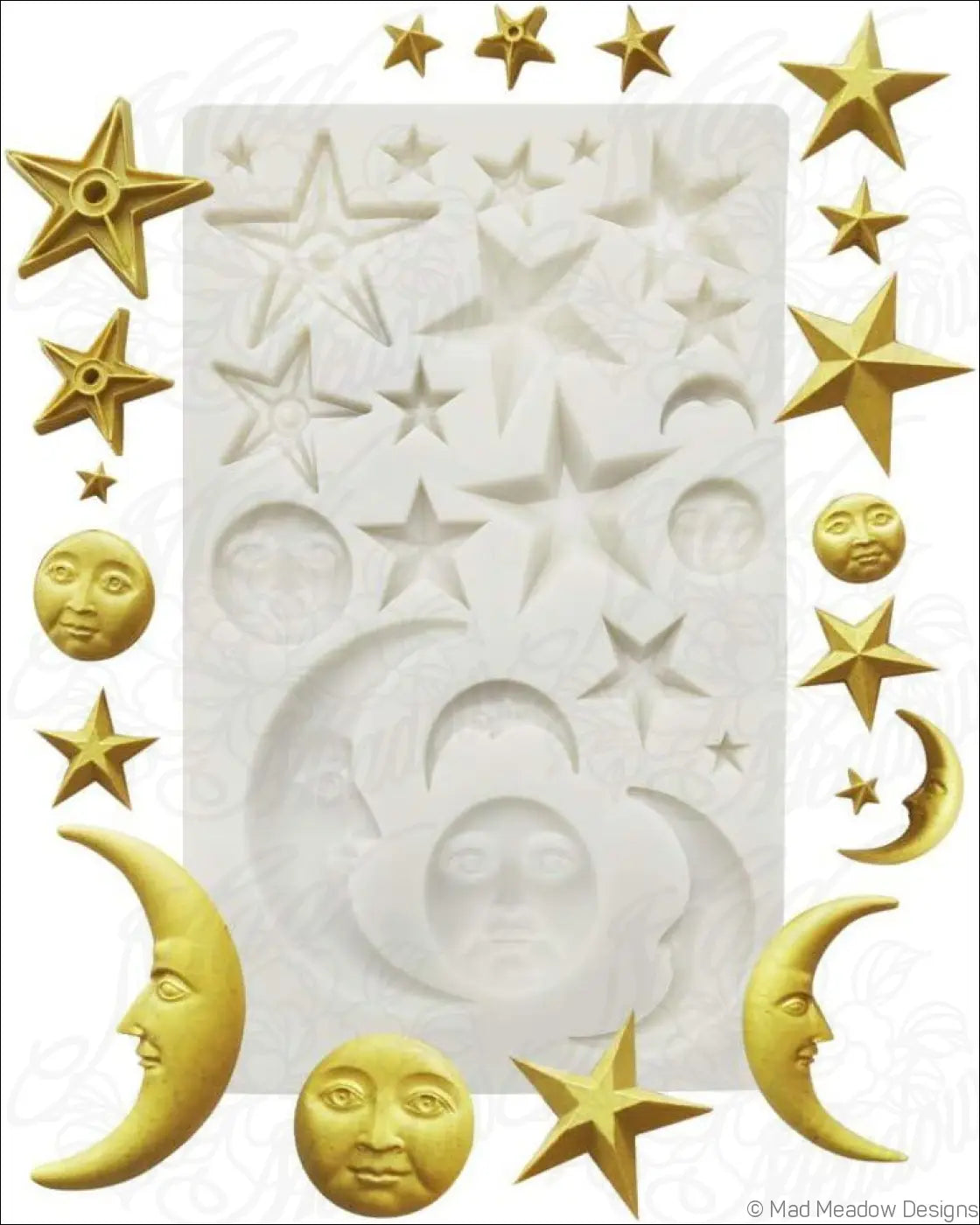 Celestial Moon Stars Silicone Molds 4 Pieces Fondant Candy Chocolate Resin