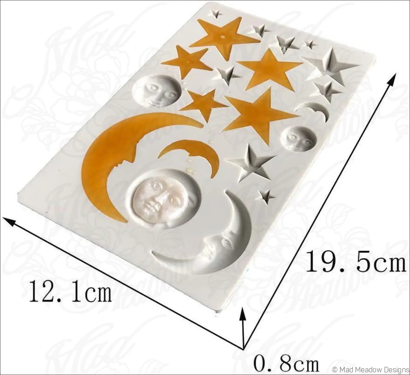 Celestial Moon Stars Silicone Molds 4 Pieces Fondant Candy Chocolate Resin