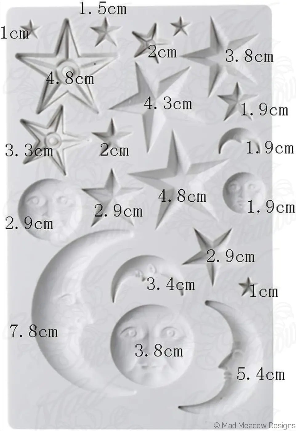 Celestial Moon Stars Silicone Molds 4 Pieces Fondant Candy Chocolate Resin
