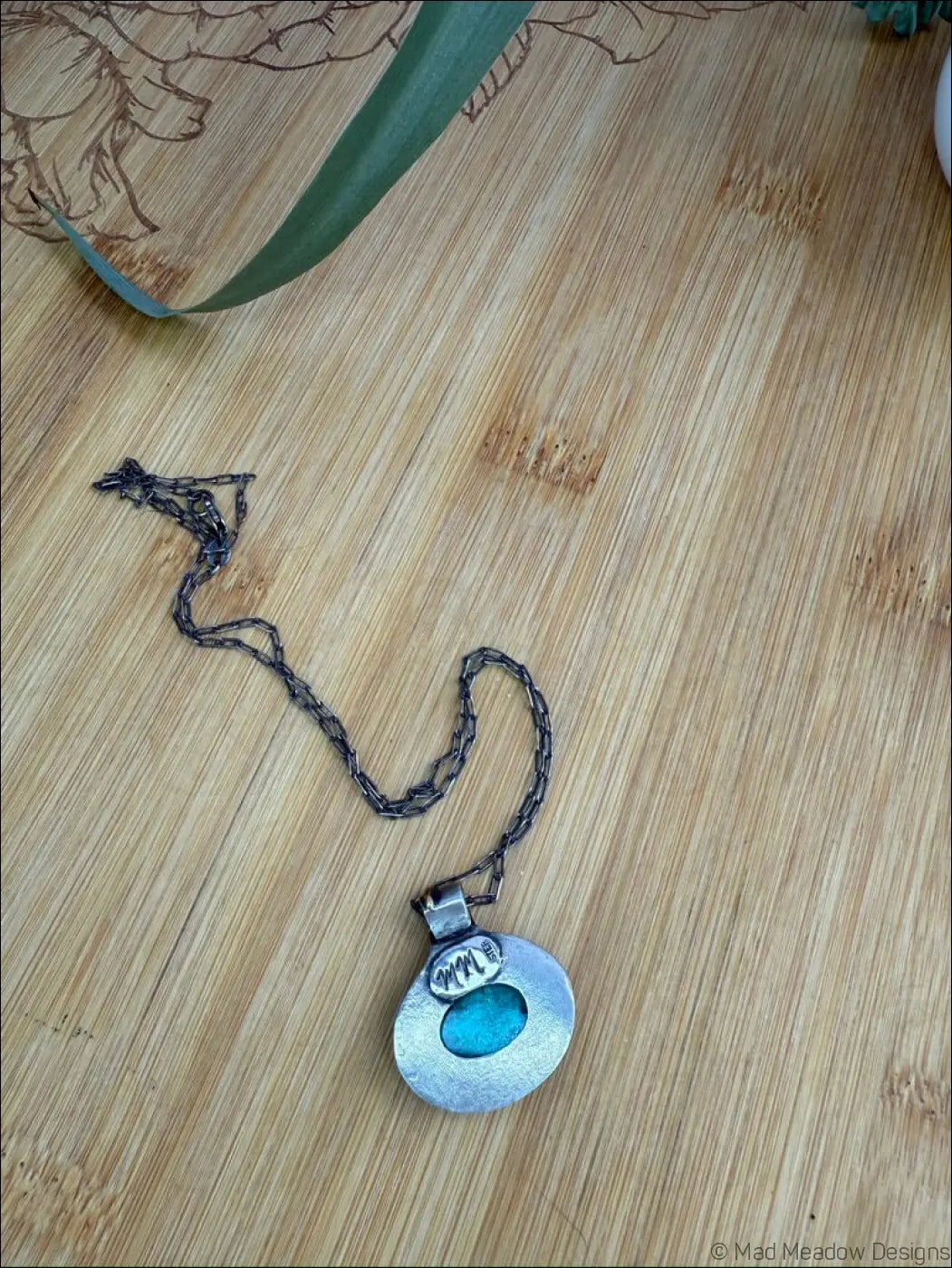 Chrysoprase Sterling Silver and Brass Snake Pendant necklace - Jewelry