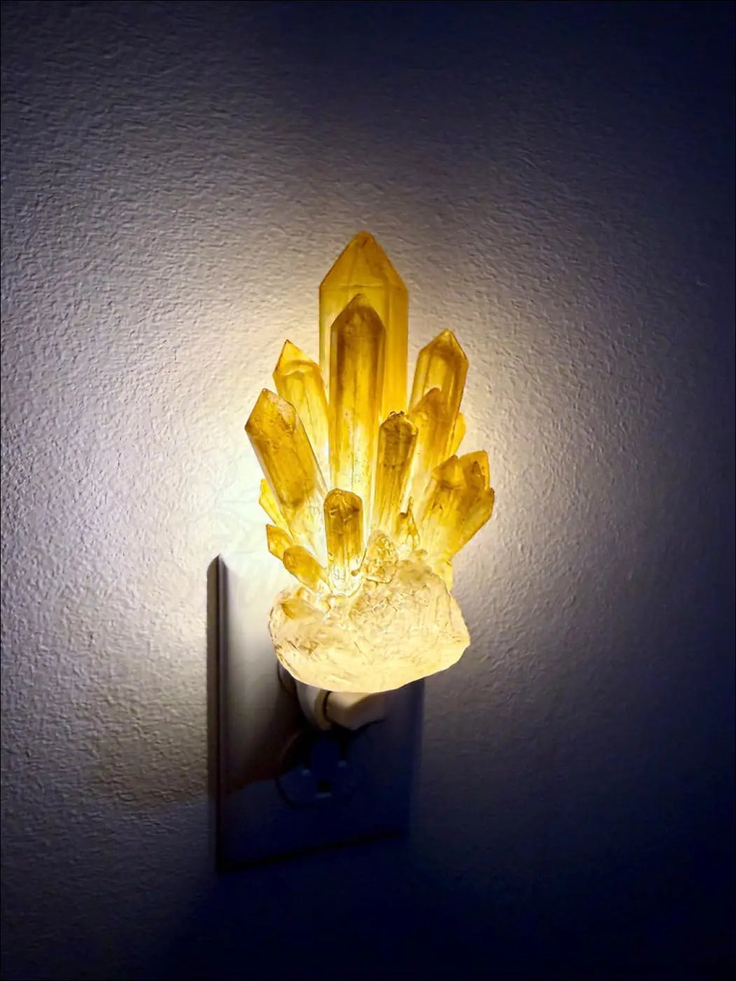 Golden Citrine Crystal 3D Printed Resin Wall Night Light - Light