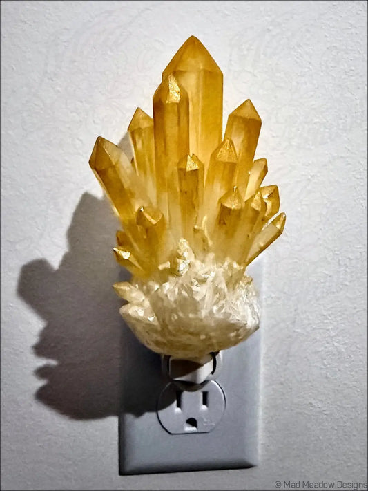 Golden Citrine Crystal 3D Printed Resin Wall Night Light - Light