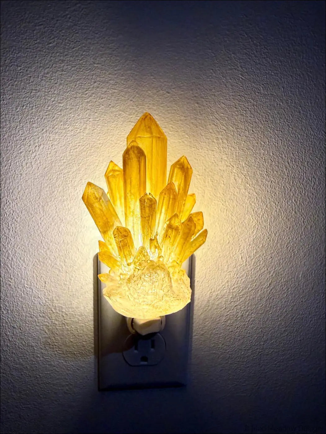 Golden Citrine Crystal 3D Printed Resin Wall Night Light - Light