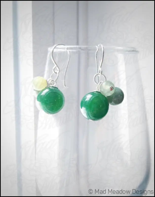 Multi-Color Jasper & Marble Gemstone Bobble Dangle Earrings - Jewelry