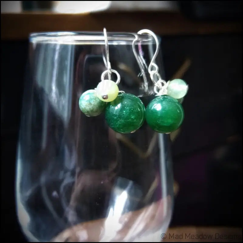 Multi-Color Jasper & Marble Gemstone Bobble Dangle Earrings - Jewelry