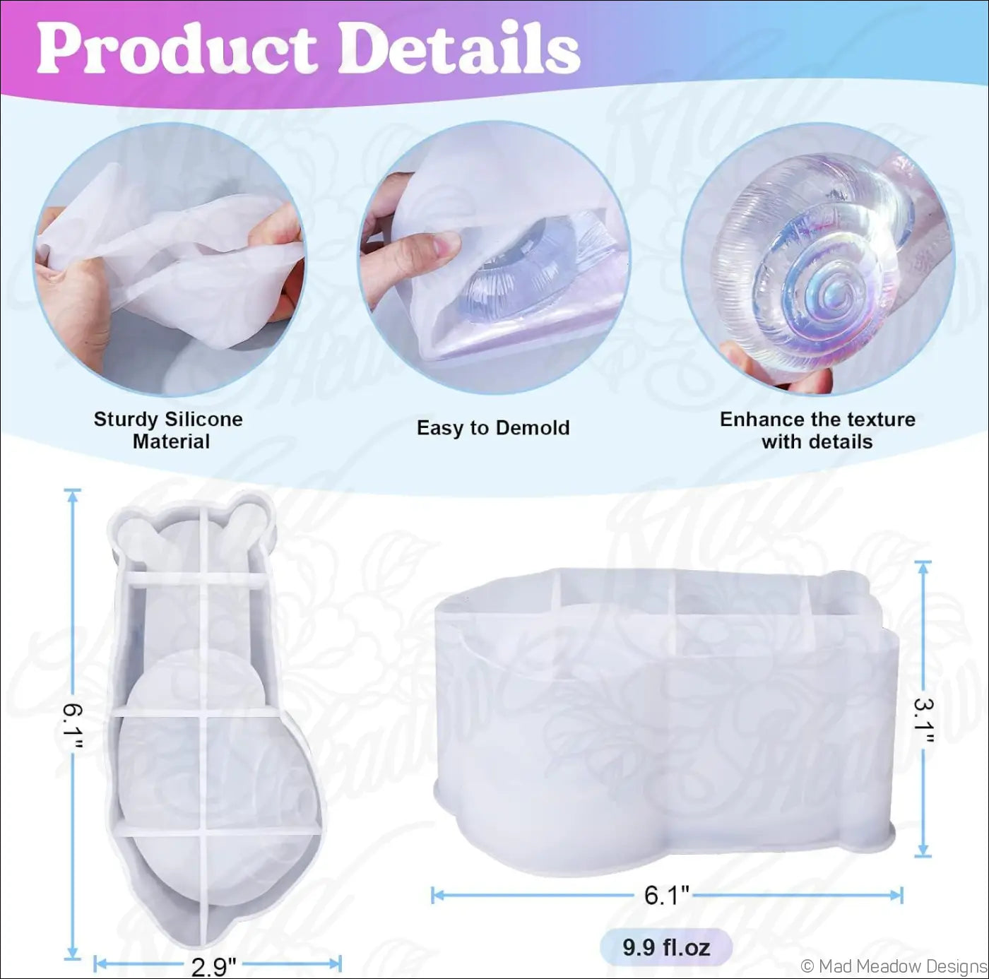 Destash LET’S RESIN 2Pcs Lifelike Giant Snail Resin Molds Silicone 6 inch - Lightly Used