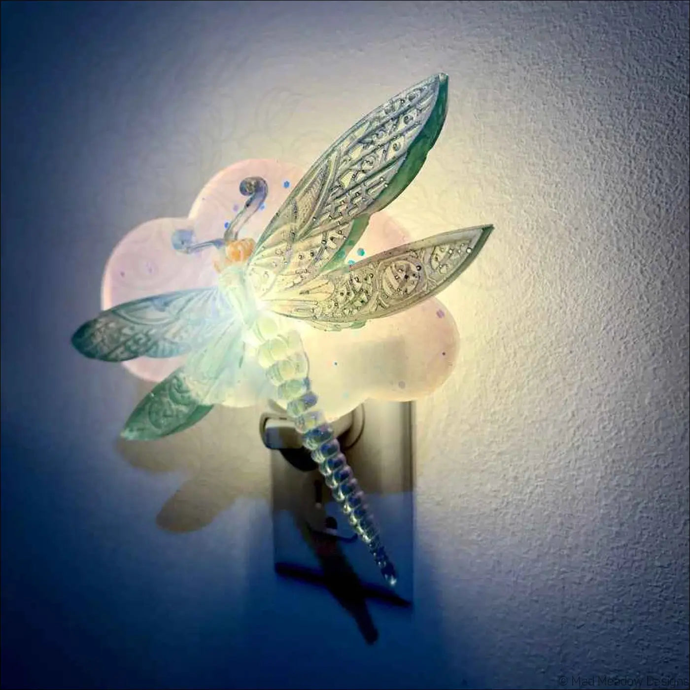 Dragonfly in the Clouds Wall Night Light on Plug-In Base