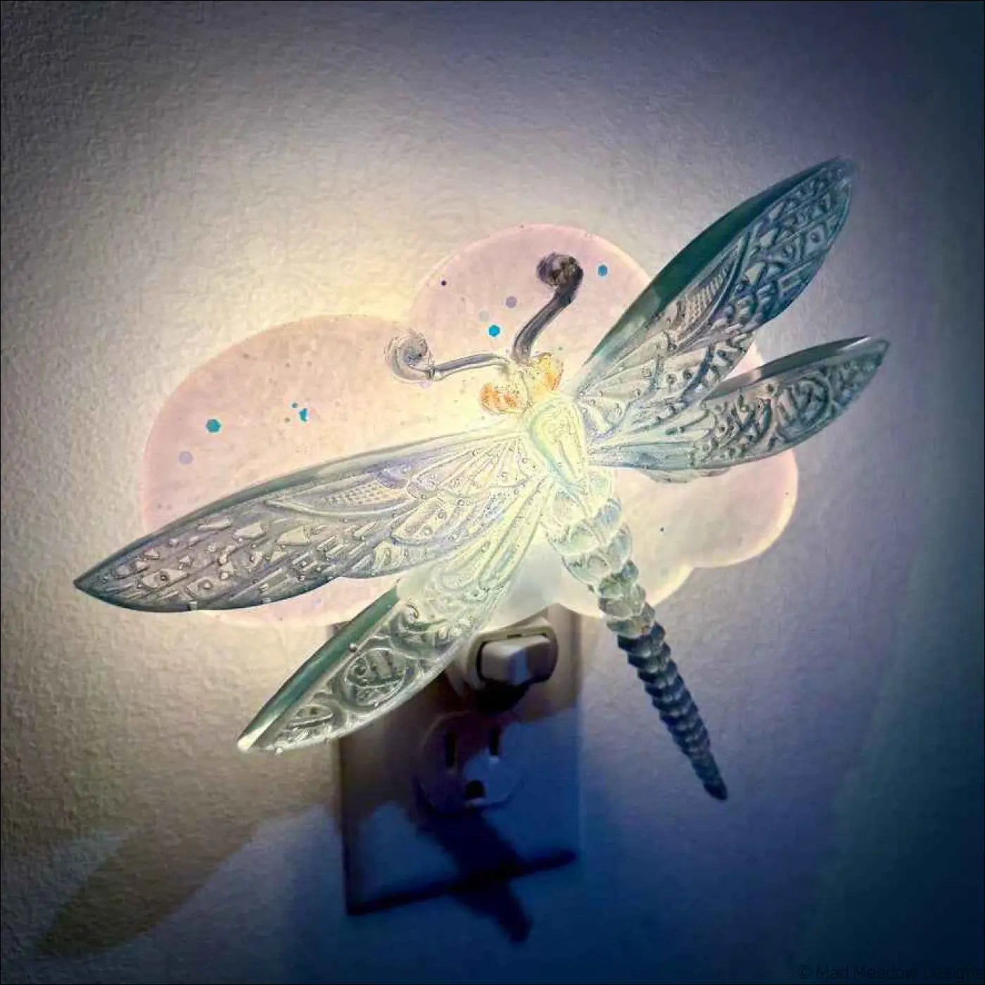 Dragonfly in the Clouds Wall Night Light on Plug-In Base