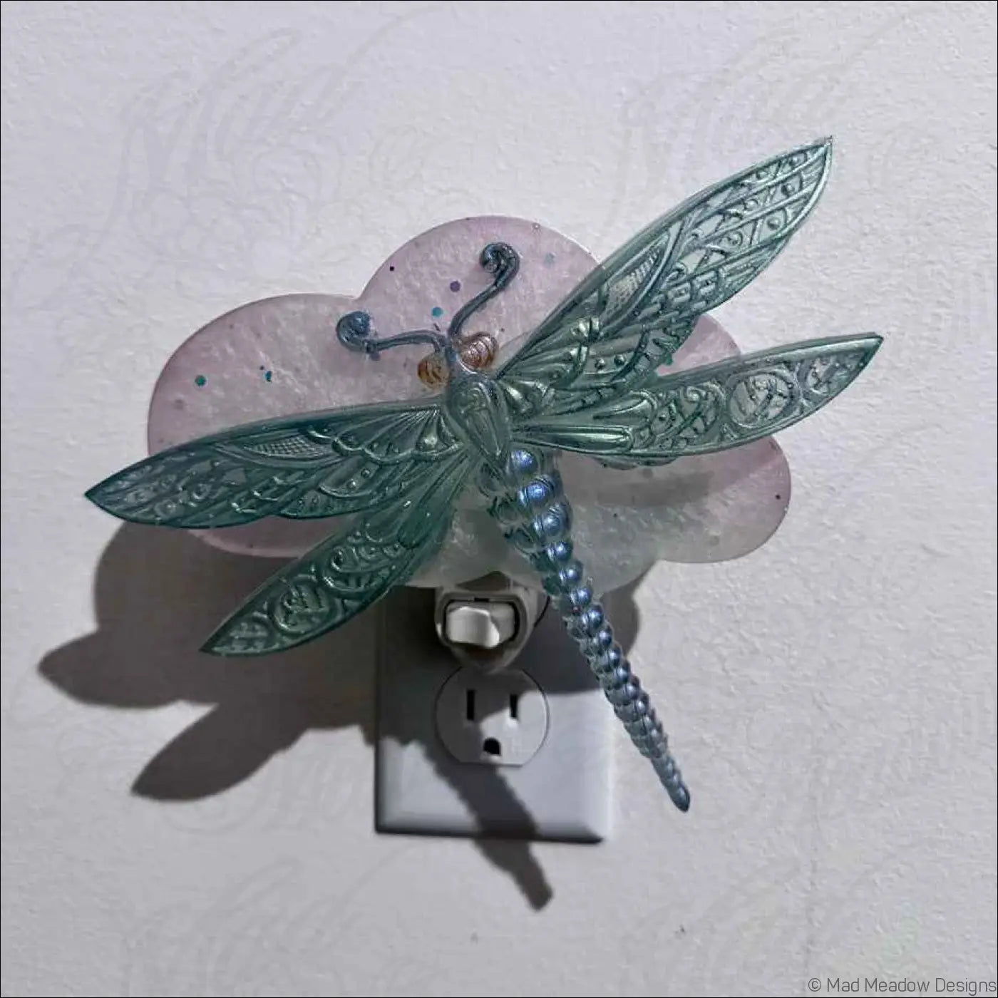 Dragonfly in the Clouds Wall Night Light on Plug-In Base