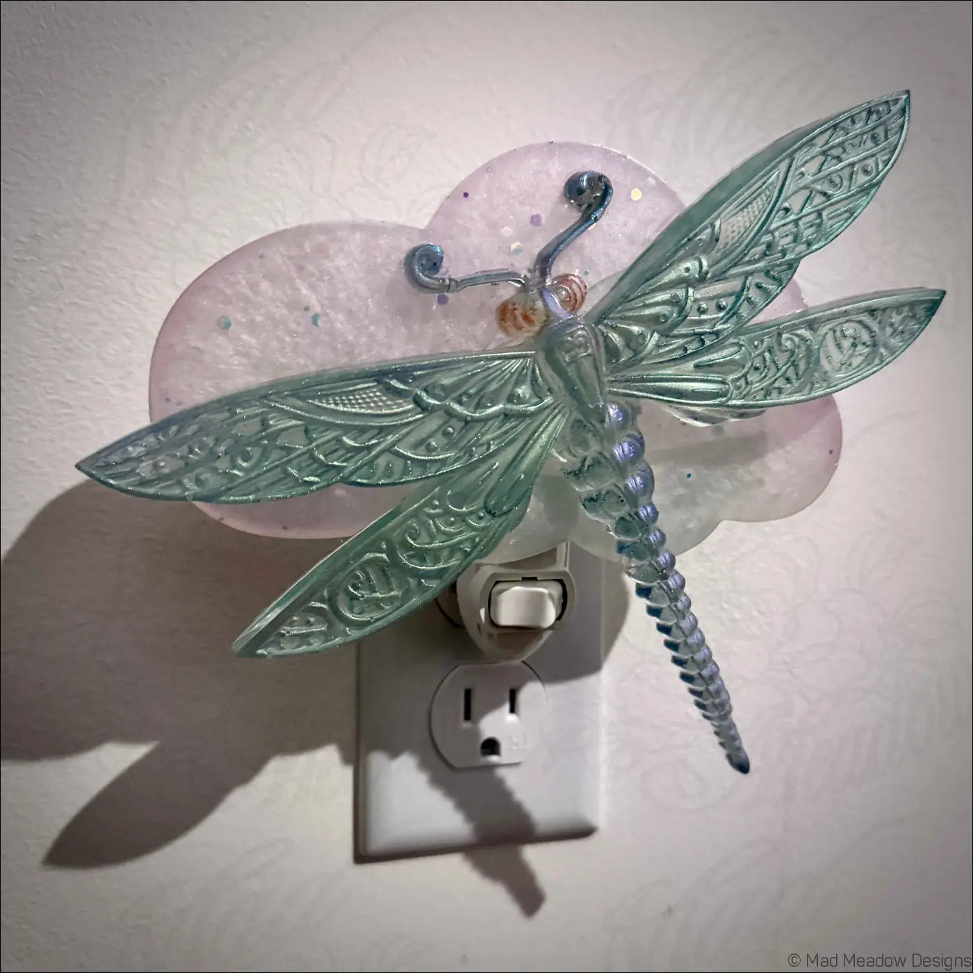 Dragonfly in the Clouds Wall Night Light on Plug-In Base