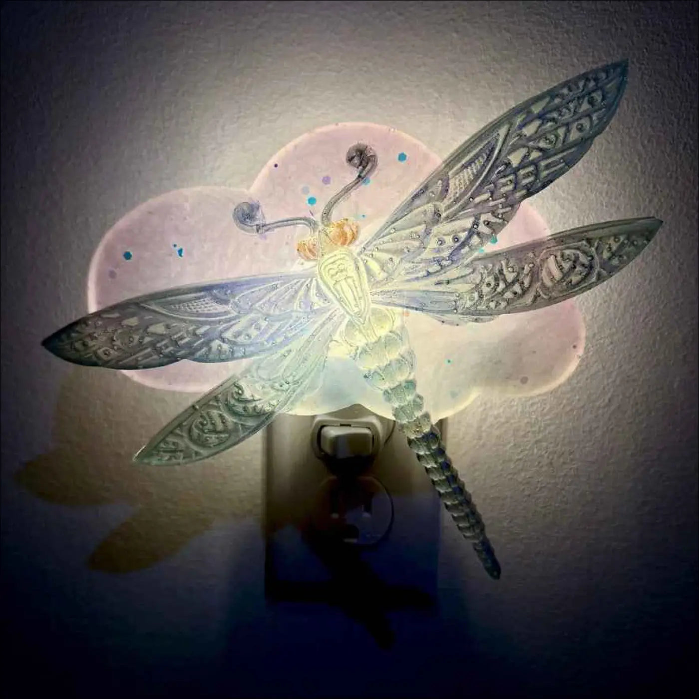 Dragonfly in the Clouds Wall Night Light on Plug-In Base