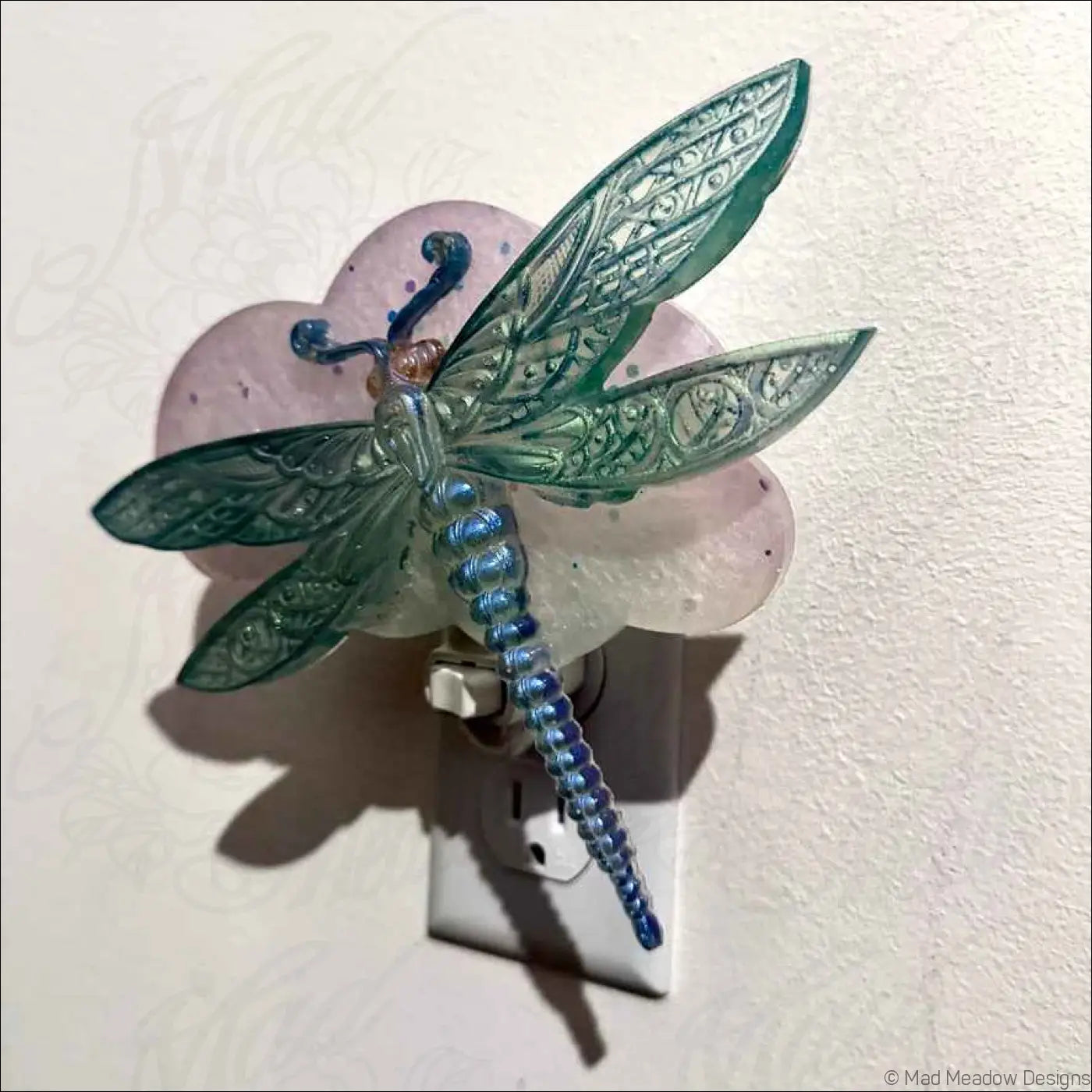 Dragonfly in the Clouds Wall Night Light on Plug-In Base