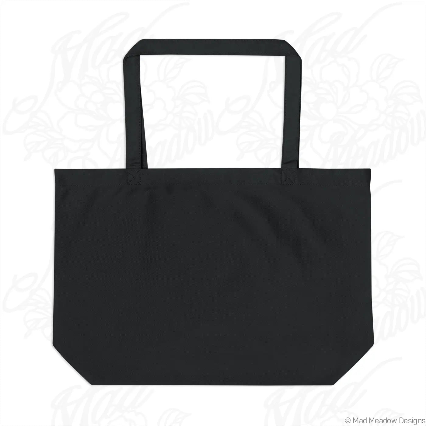 Black flaming bay leaf eco tote made of organic cotton with sturdy handles and easy care instructions for everyday use