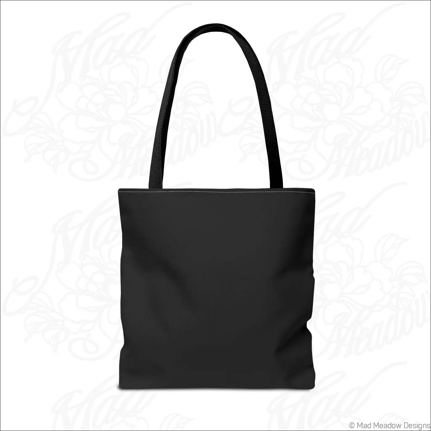 Black canvas flaming bay leaf tote bag with boxed corners and matching fabric handles eco friendly non woven laminate