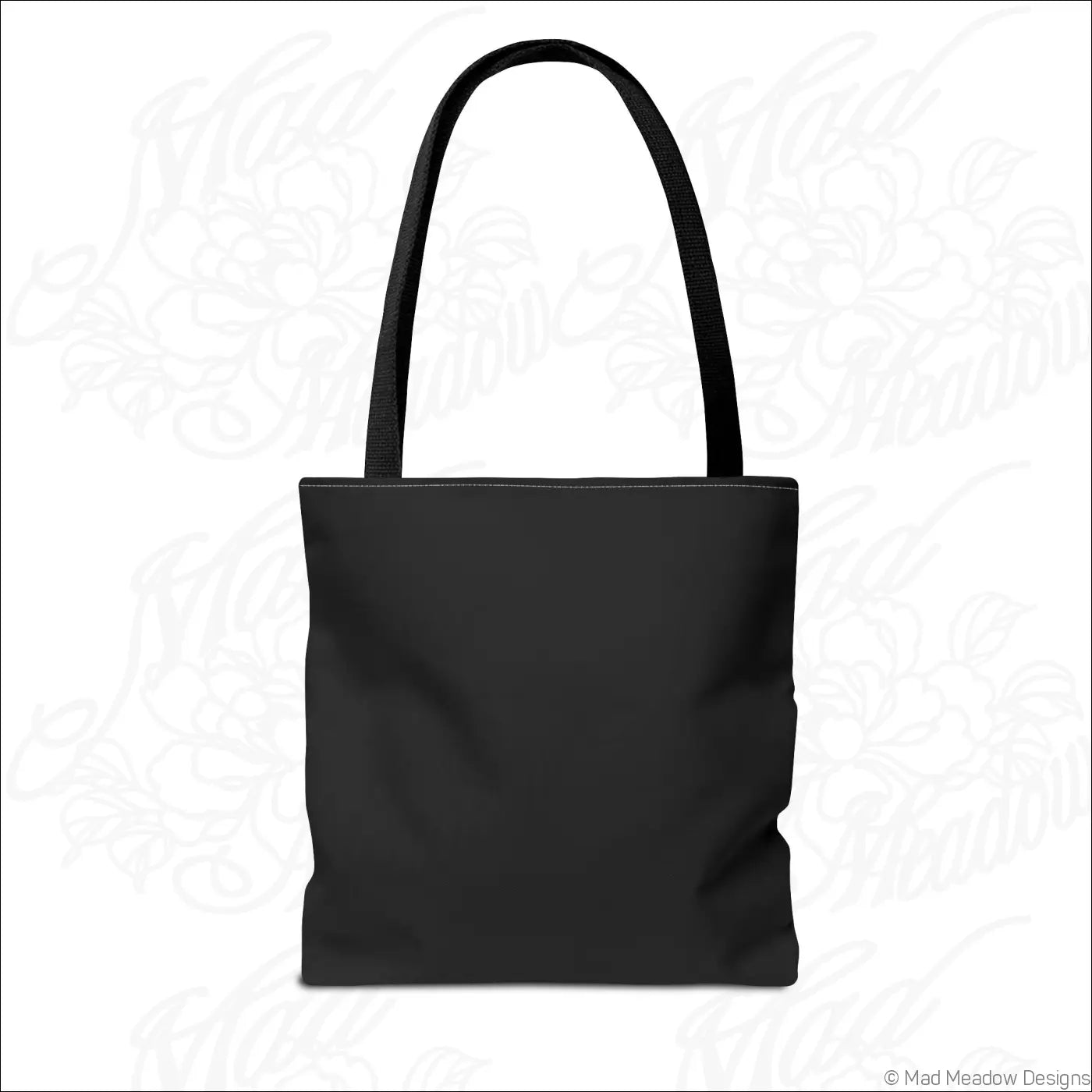 Black flaming bay leaf tote bag with sturdy handles boxed corners and non-woven laminate for eco-friendly use