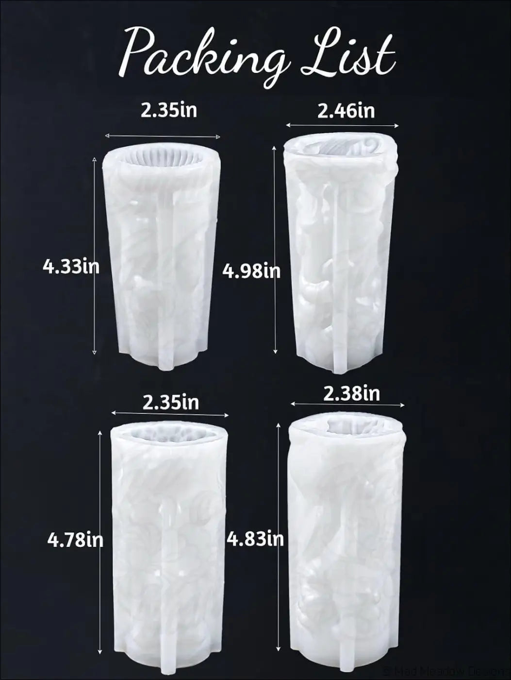Floral Motif Candlestick Pillar Candle Silicone Resin Molds 4PCS