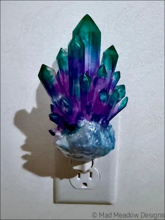 Fluorite Crystal 3D Printed Resin Wall Night Light - Light