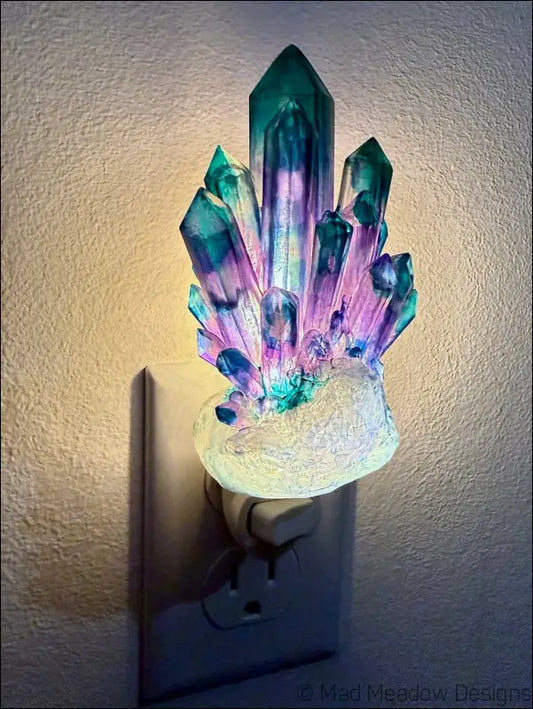 Fluorite Crystal 3D Printed Resin Wall Night Light - Light