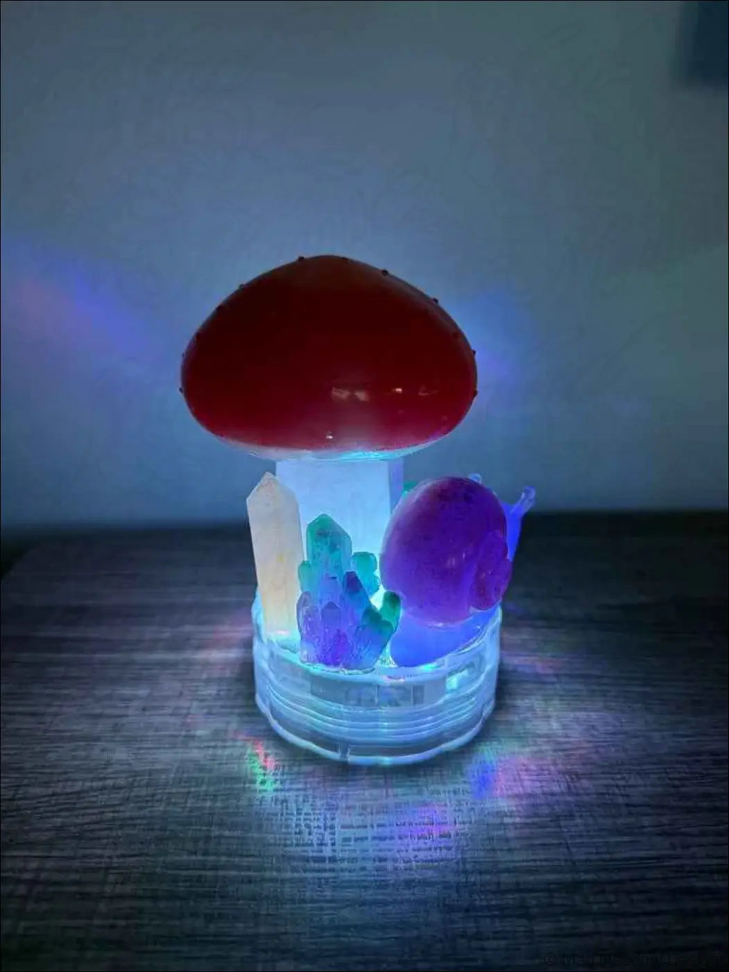Glowing Mushroom Snail and Crystals Battery Powered RGB Light