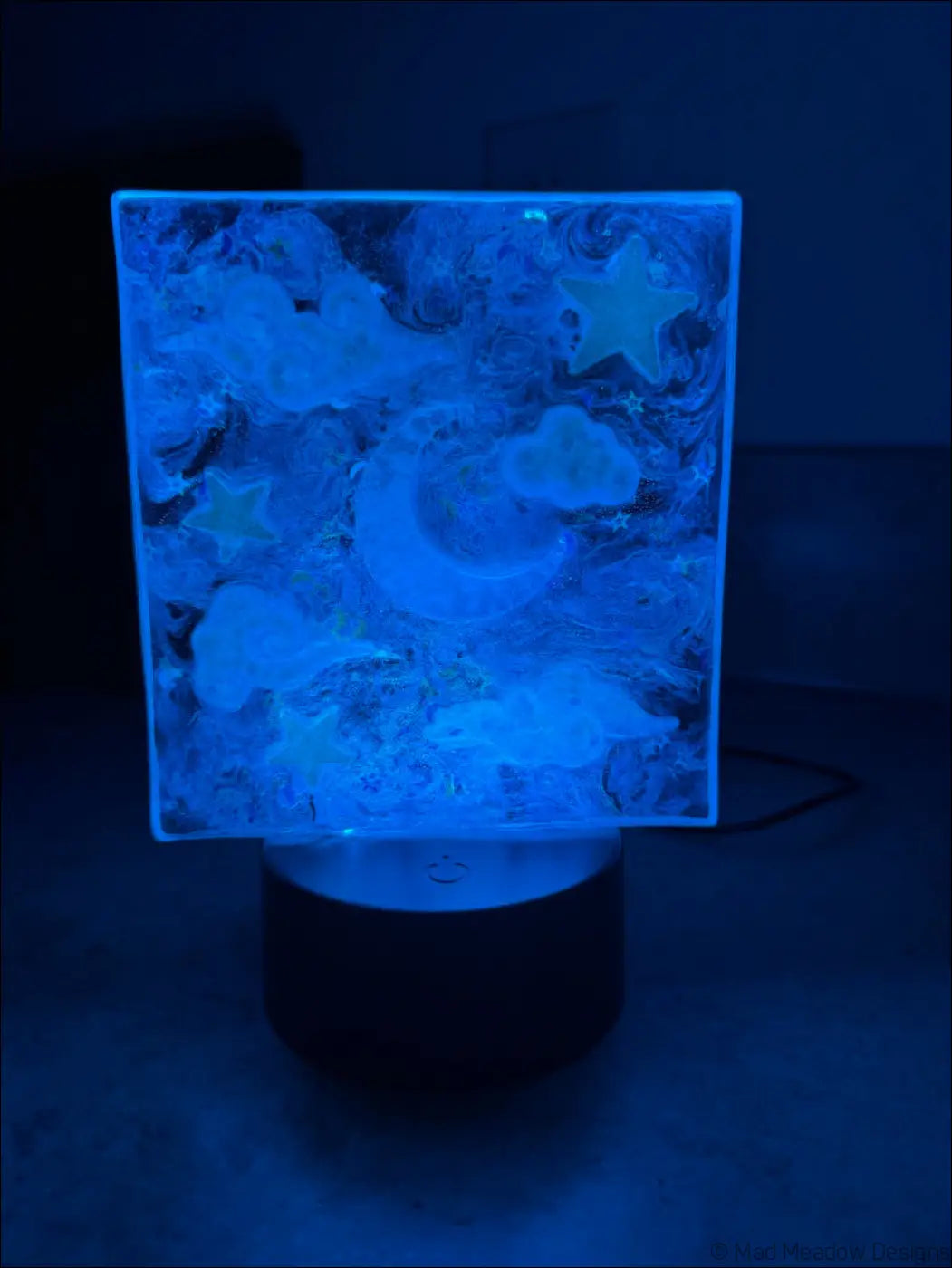 Glowing Square Night Sky Nightlight with Celestial Design and Embedded Stars - Light
