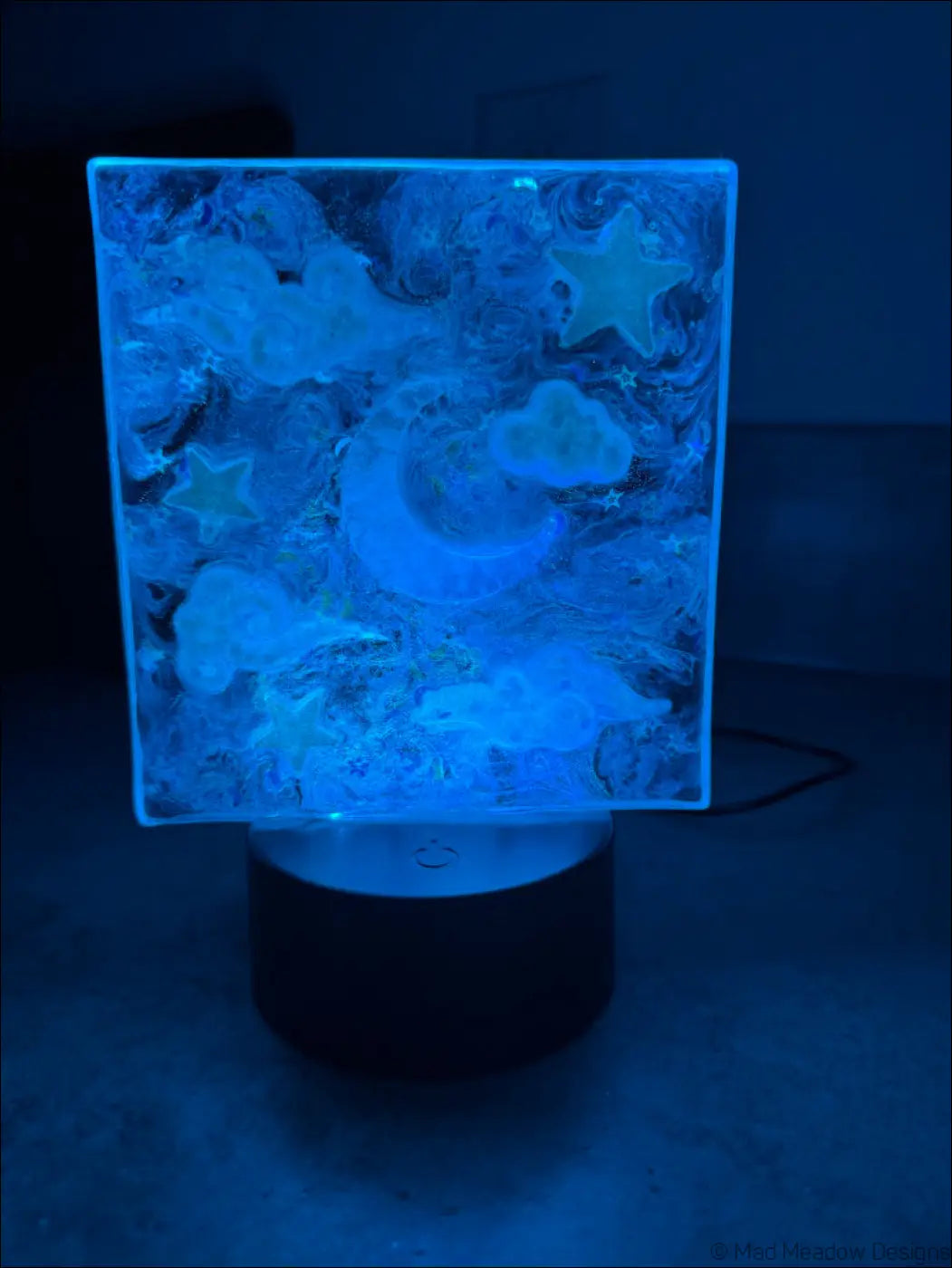 Glowing Square Night Sky Nightlight with Celestial Design and Embedded Stars - Light