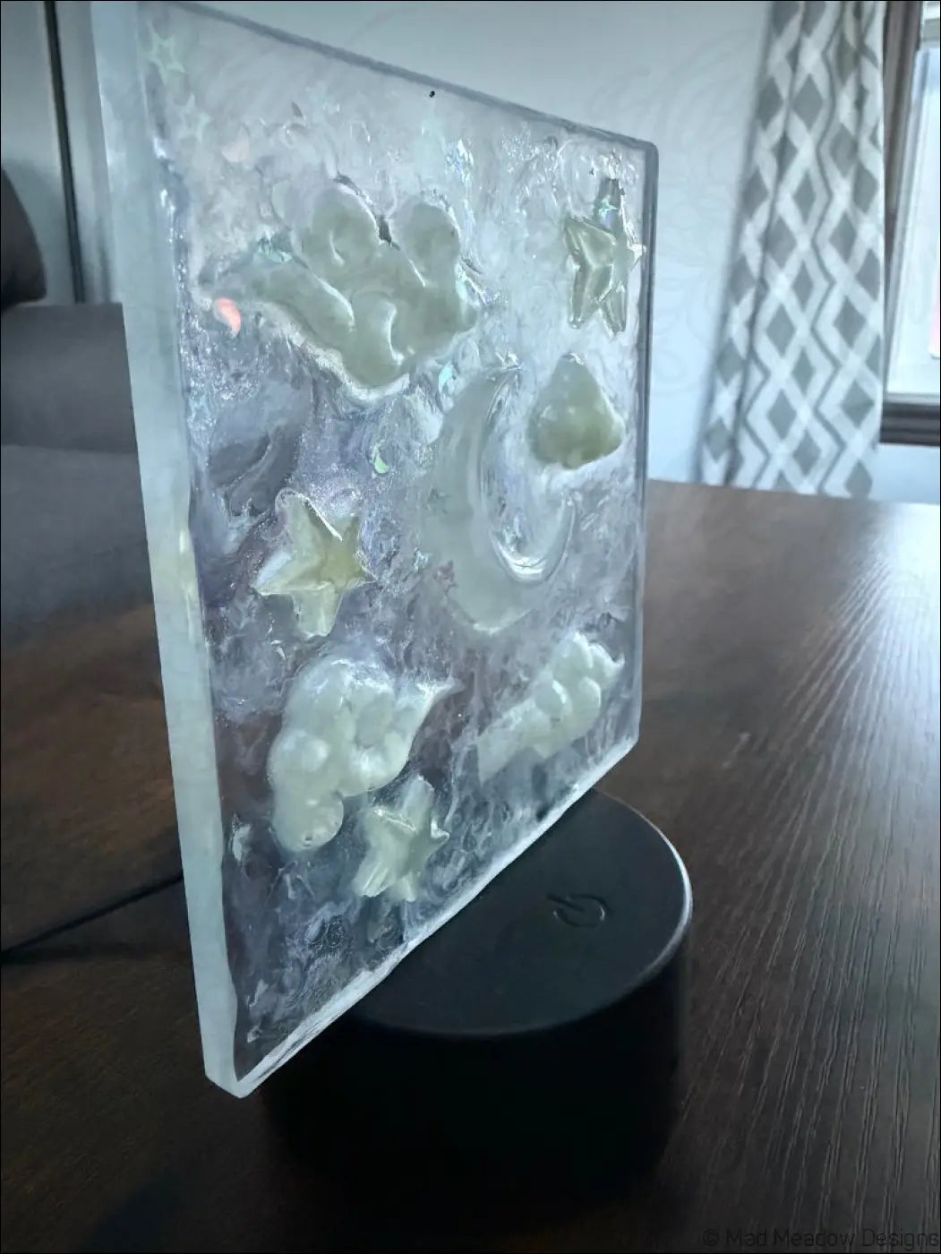Glowing Square Night Sky Nightlight with Celestial Design and Embedded Stars - Light