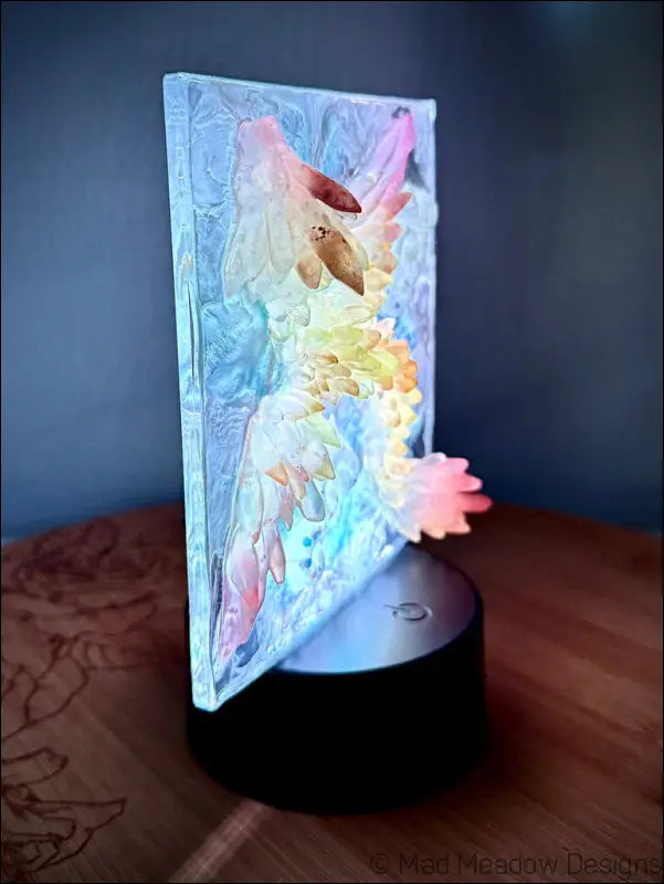 Glowing Pink and Yellow Dragon in the Sky Night Light - Light