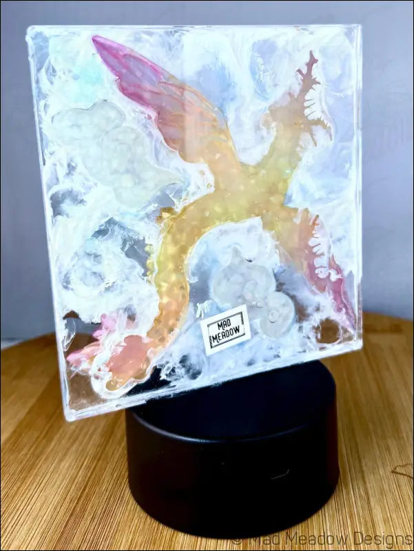 Glowing Pink and Yellow Dragon in the Sky Night Light - Light