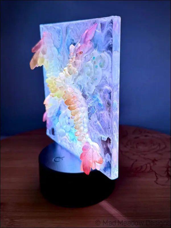 Glowing Pink and Yellow Dragon in the Sky Night Light - Light