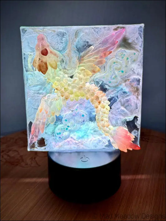 Glowing Pink and Yellow Dragon in the Sky Night Light - Light