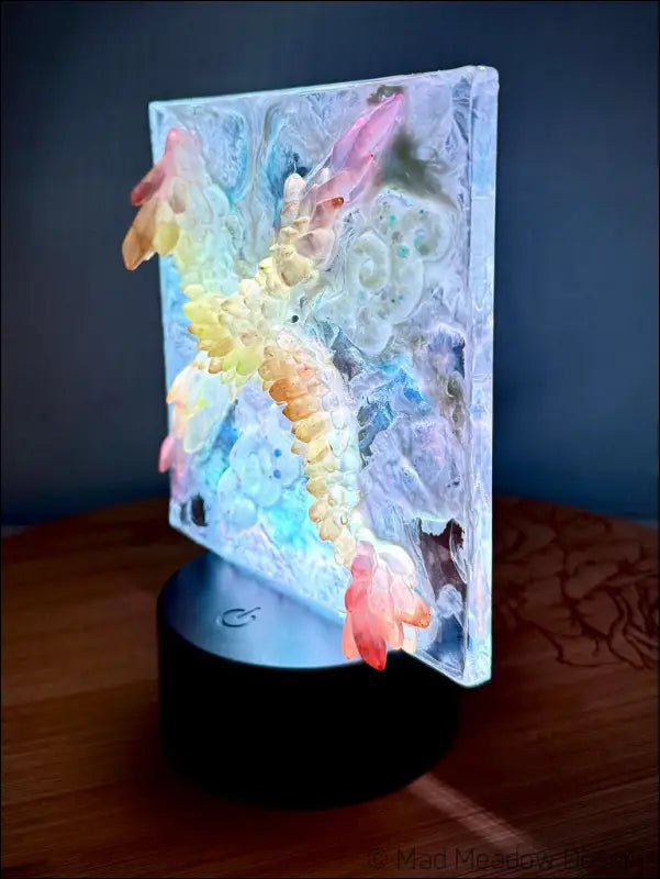 Glowing Pink and Yellow Dragon in the Sky Night Light - Light